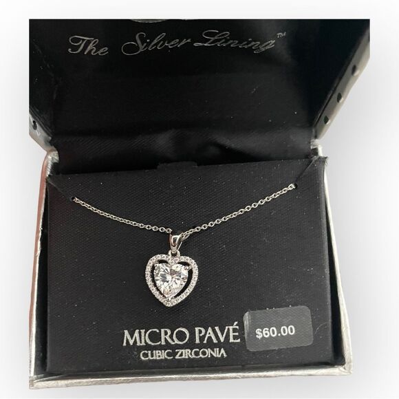 The Silver Lining Heart Cubic Zirconia Pendant - Picture 3 of 5